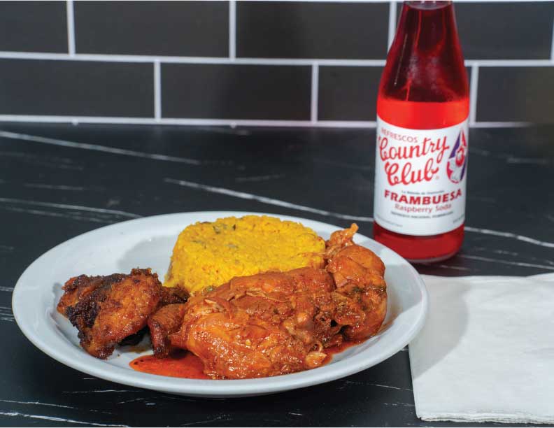 Pollo Guisado - Dominican stewed chicken with yellow rice
